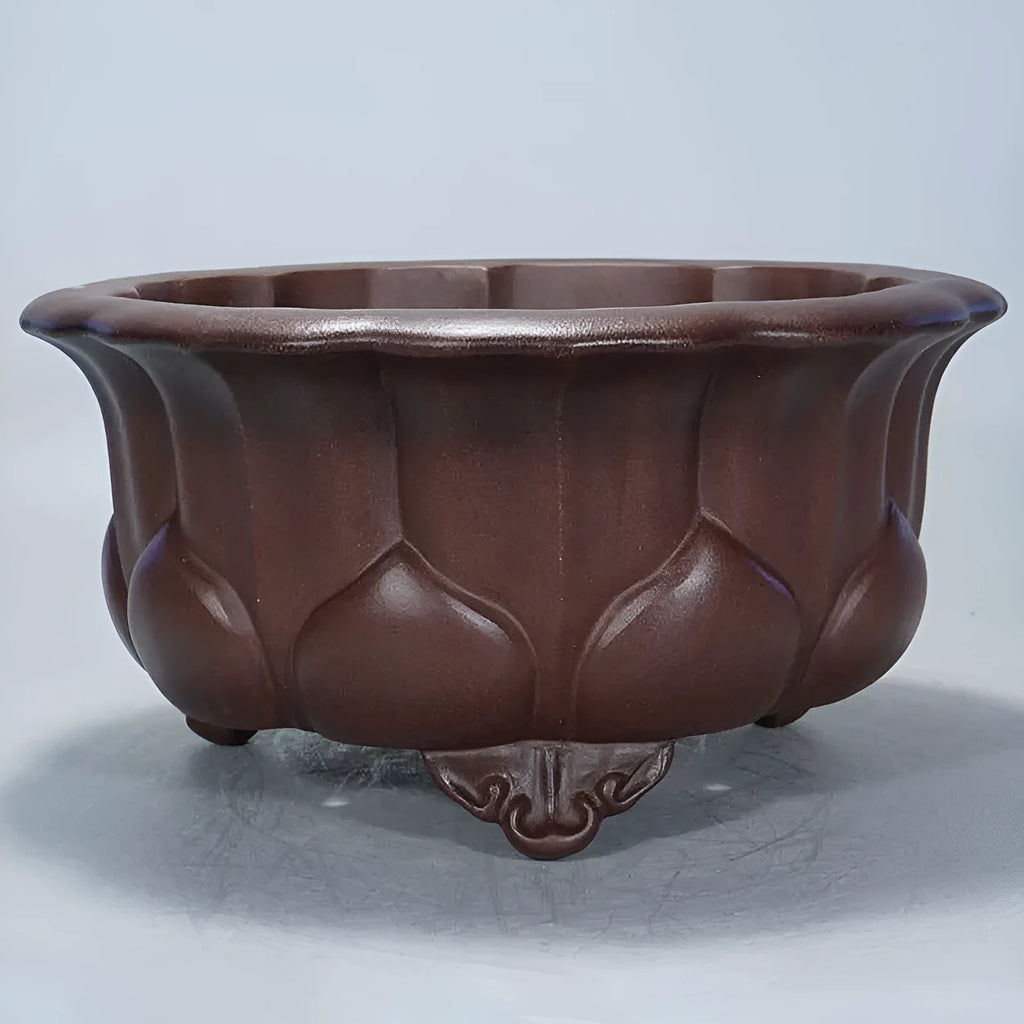 Square purple sand succulent bonsai pot in Chinese classical style, dimensions 37cm by 37cm.