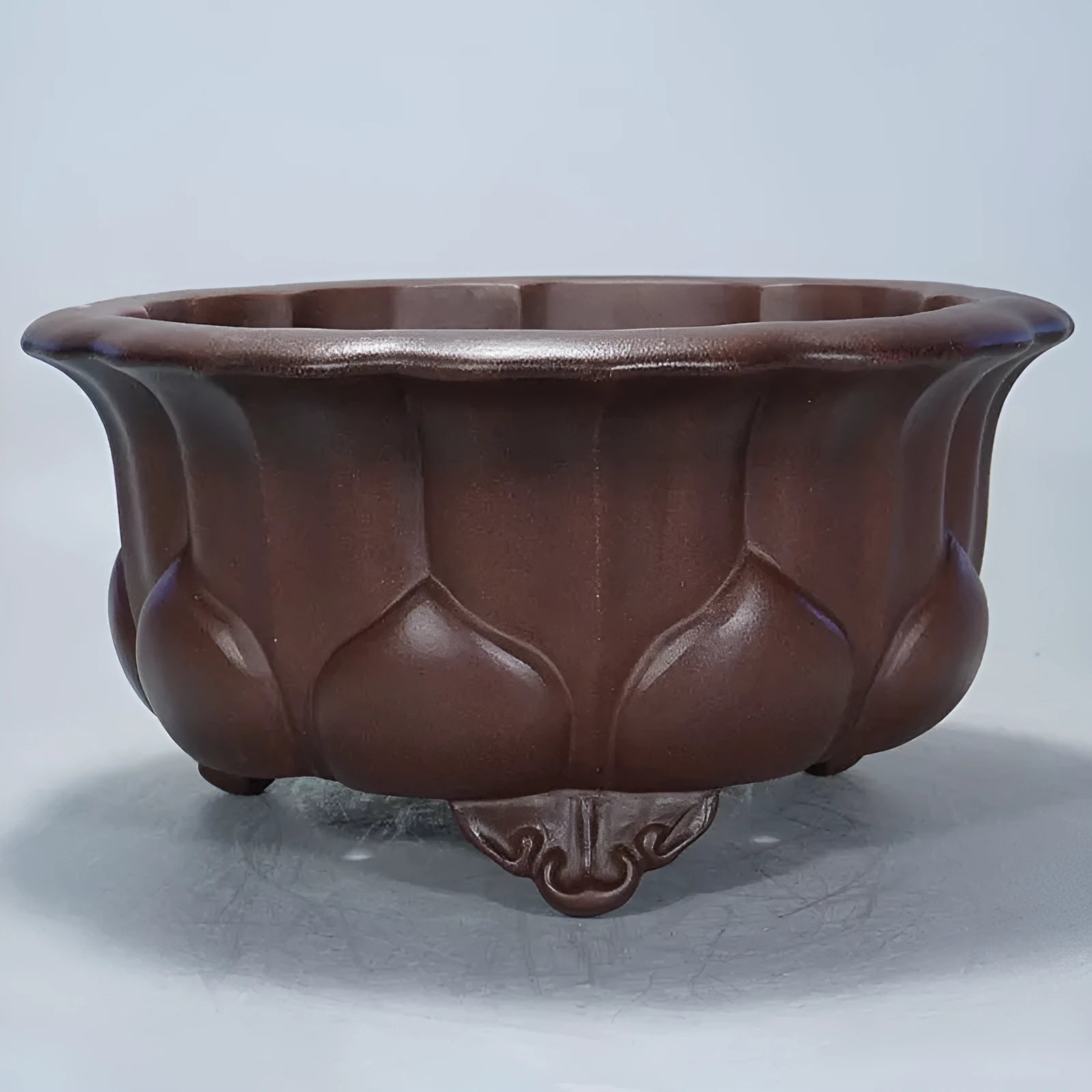 Square purple sand succulent bonsai pot in Chinese classical style, dimensions 37cm by 37cm.