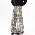Wide-leg men's casual pants in denim style with button fly, picture colour, loose fit