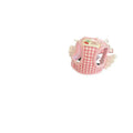 Pink and black cotton chest-back hand holding rope harness for small dogs.