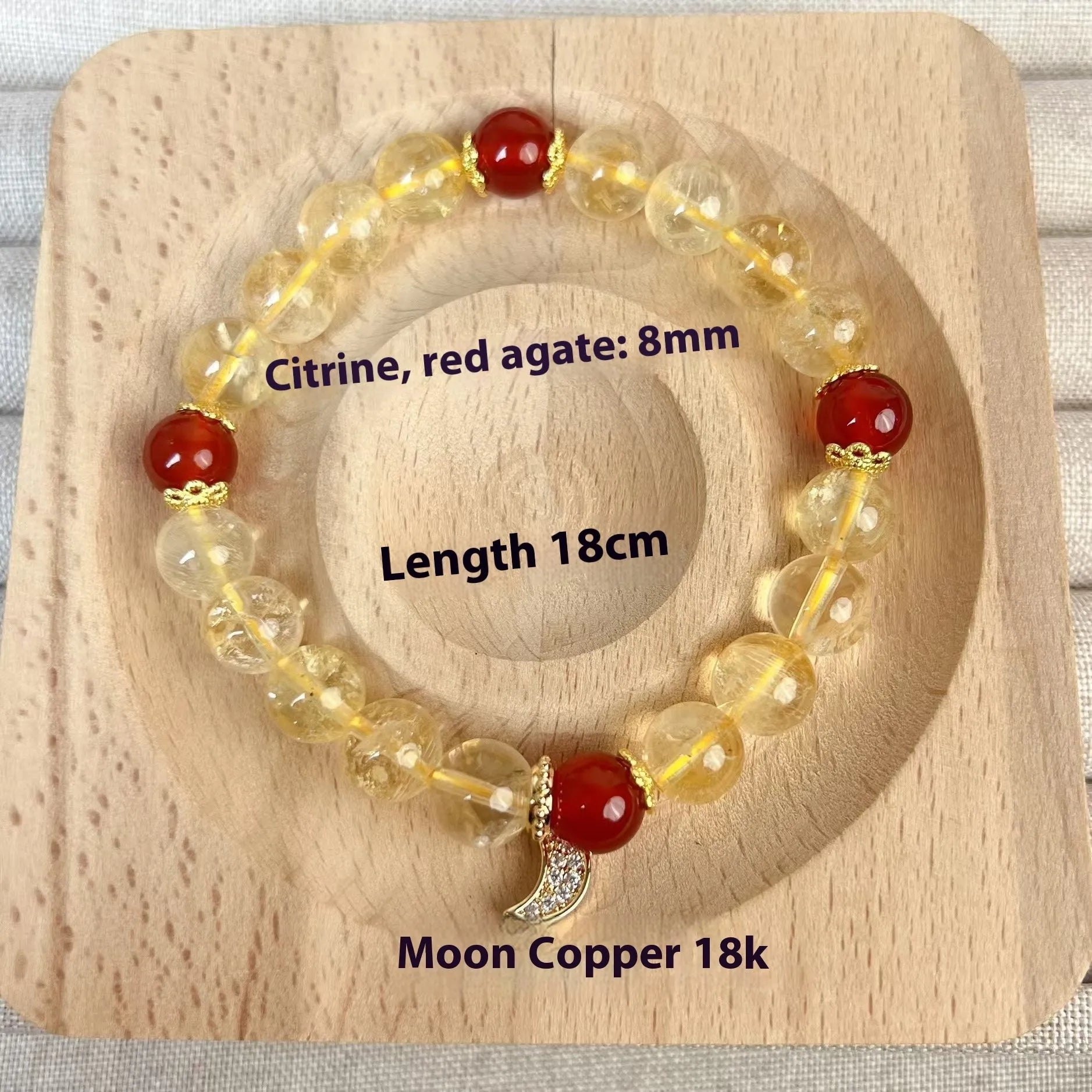 Handmade citrine red agate moon boom crystal bracelet for women