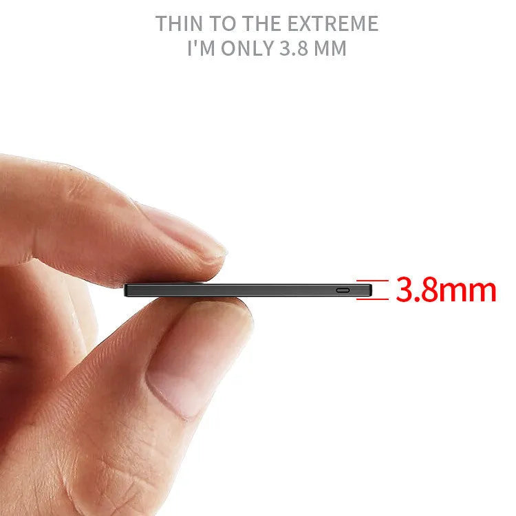 Ultra-thin card type power bank, 10000mAh, alloy shell, built-in cable, black, For Android and Type-C