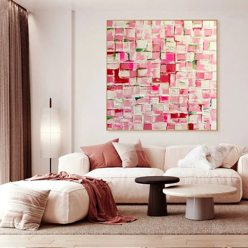 Hand painted abstract acrylic oil painting on canvas, no frame, modern art for living room decor, 60cm x 60cm size
