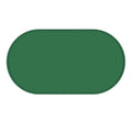Green silicone cat feeding mat with raised edge holding a food bowl and water bowl on a kitchen floor.