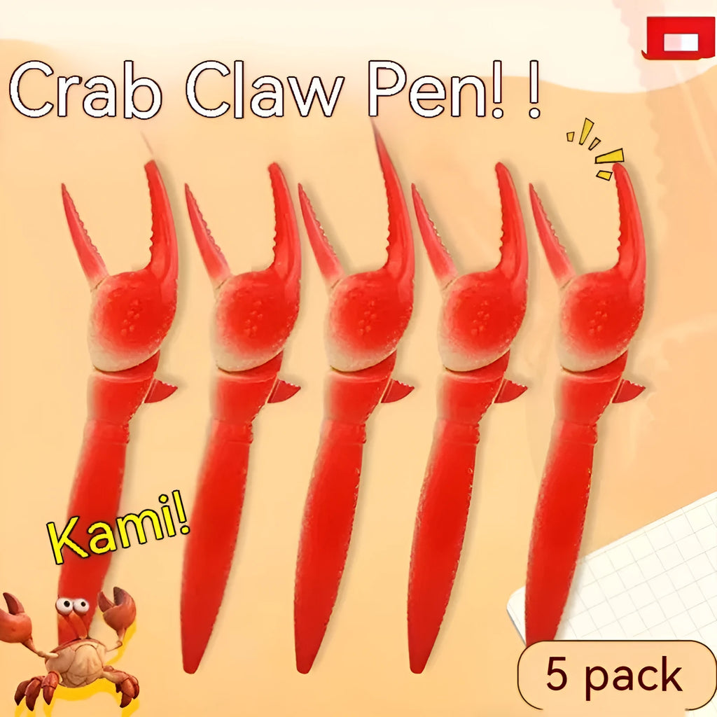 Crab-shaped novelty ballpoint pen with a playable pressing clip mechanism.