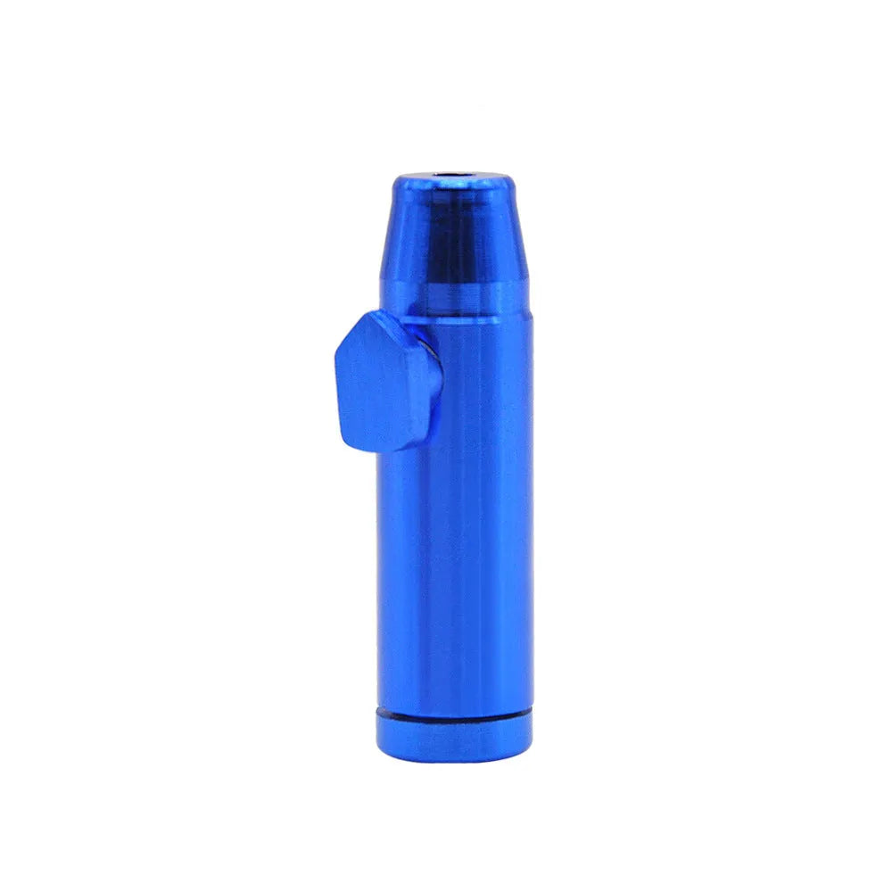 Aluminium alloy bullet-shaped cigarette holder with a flat head, shown in multiple colour options.