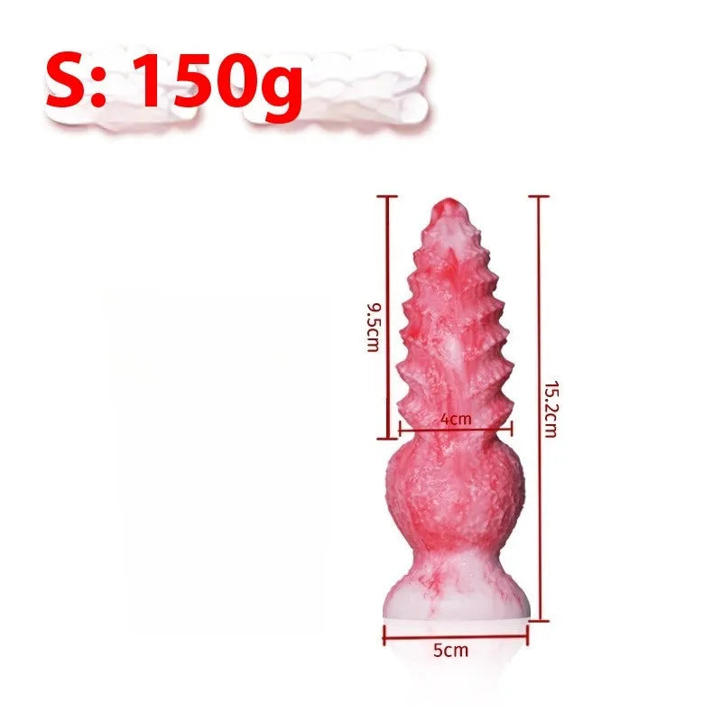 Pink shaped penis women's masturbation device in platinum silicone with Berserker S and M size options