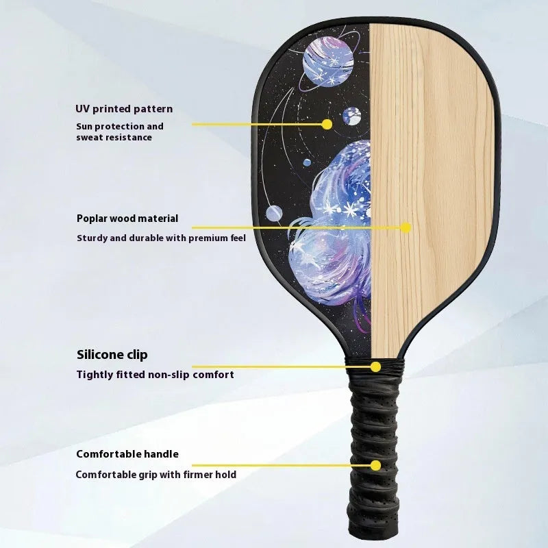 Wooden racket set 400x192x11mm in Starry Night Ancient Town colour finish