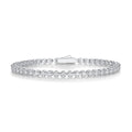 Geometric pure silver S925 moissanite bracelet for women, 16.5 cm length, D-E white colour, inlaid diamond setting
