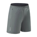 Men's grey loose fit cropped running pants made from quick-dry Ice Silk fabric for workouts.