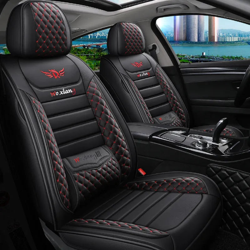 Red universal car seat cushion with high-elastic sponge filler on a car seat.