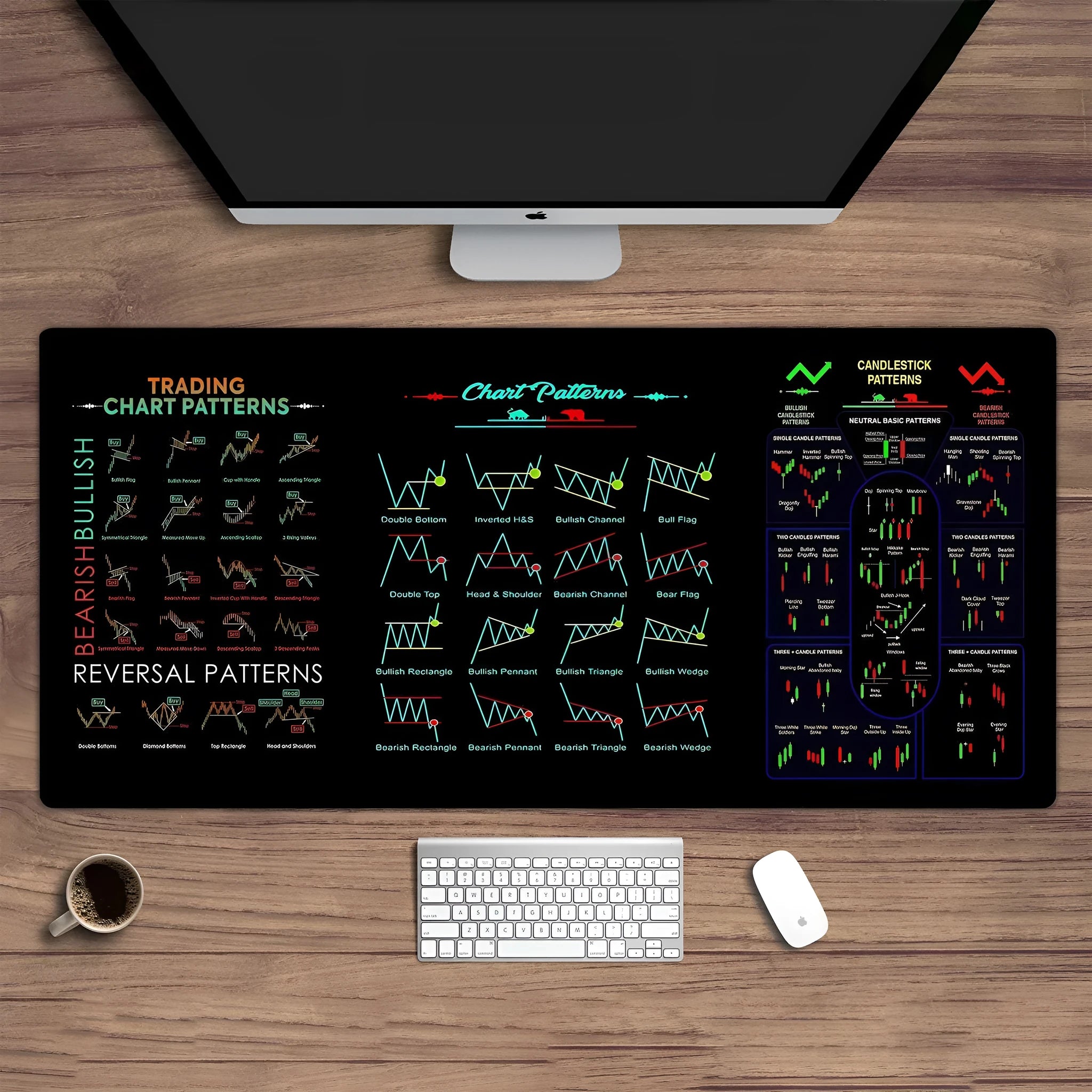 Black calculator mouse pad with anti-slip rubber base on desk surface