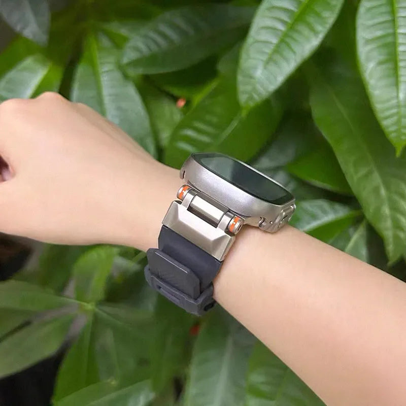 Sports Silicone Ultra Stainless Steel Strap for Apple Watch 49mm 45mm 44mm 42mm in five colours