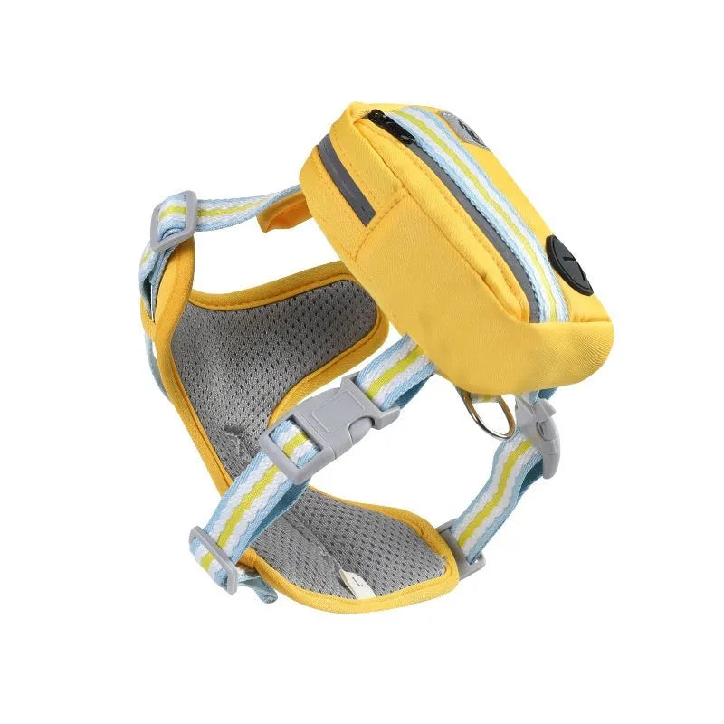 Pink explosion-proof anti-strangulation dog harness with 1.5m lead on a grassy background.