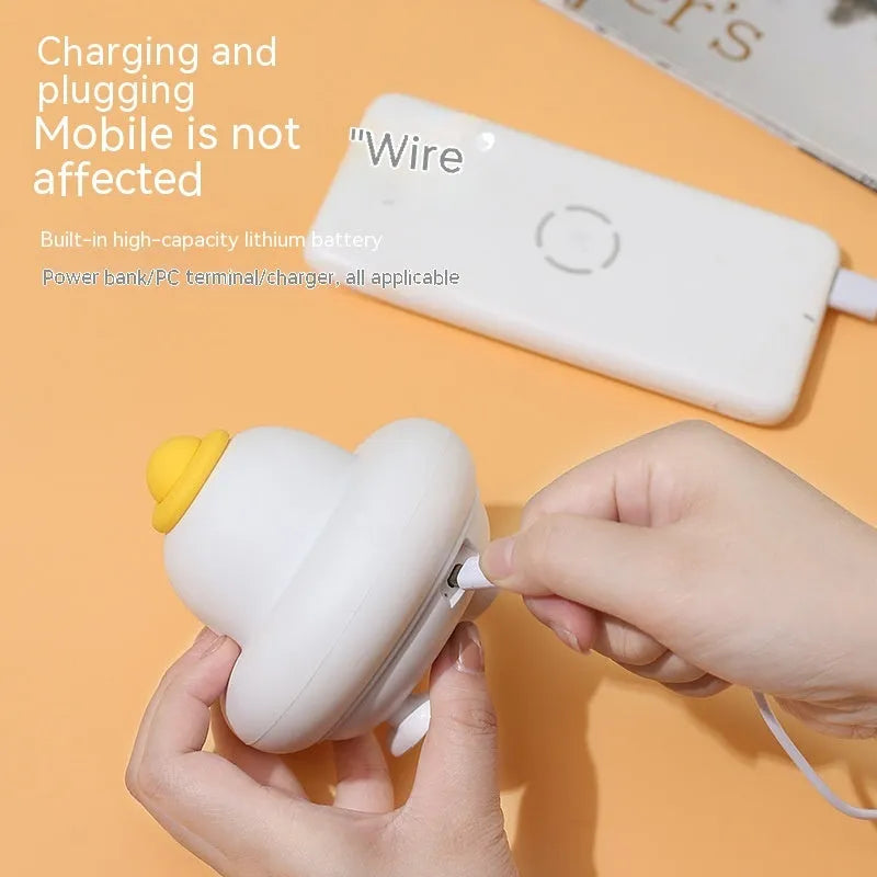 Soft silicone LED night lamp with blue duck design, 500mAh rechargeable battery, and USB charging cable