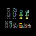Big family cartoon car sticker in PET material strong adhesion 38.3x29.5cm