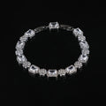 Copper real white gold full zircon claw chain bracelet in silver with flower and geometric quadrilateral design
