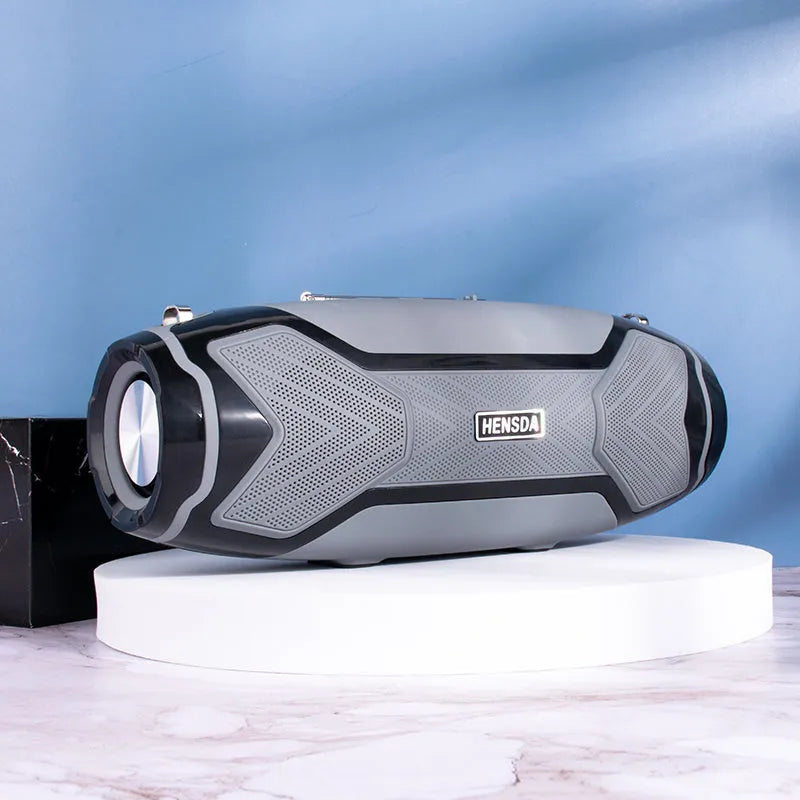 Compact Bluetooth speaker with plastic construction available in black, blue, green, grey, or red colour options