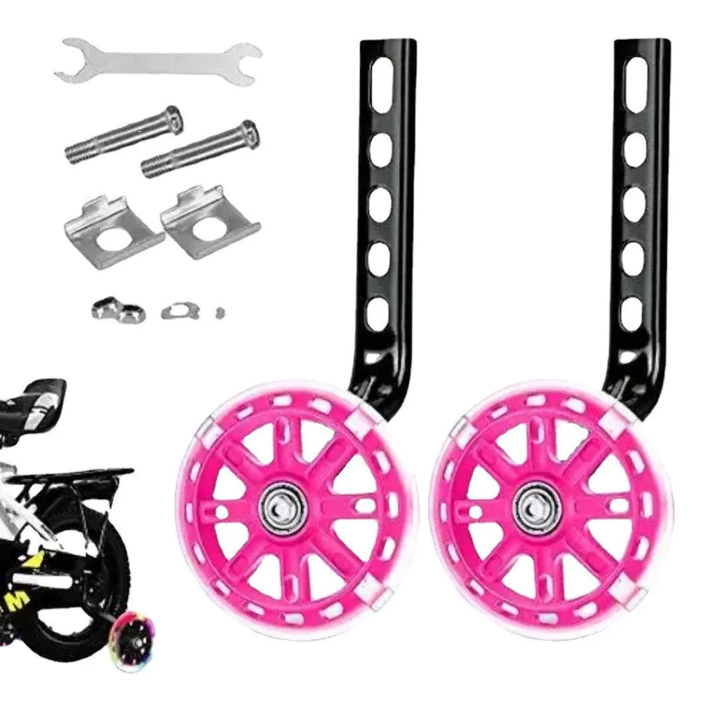 Children's glow auxiliary bicycle training wheel set with universal bracket in multiple colours