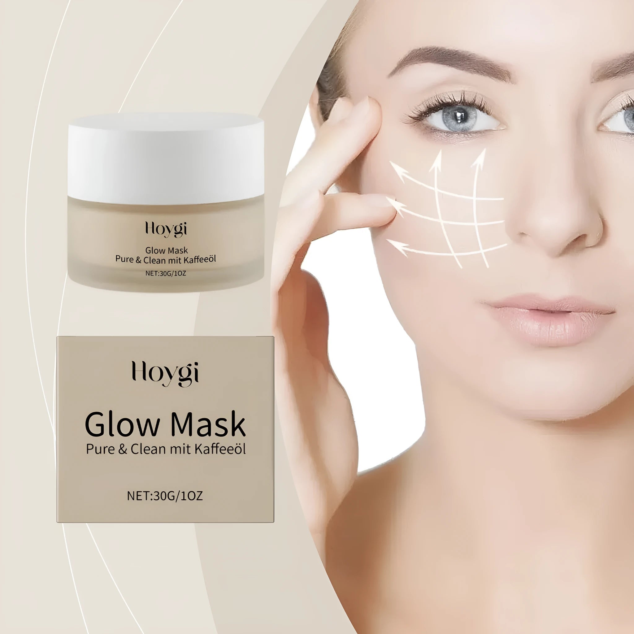 Coffee seed oil facial sheet mask 5.1x3.9cm with 30g moisturising formula