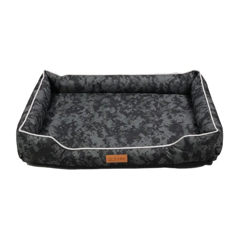 Four season Oxford fabric dog bed in gray with removable cover, available in multiple sizes for dogs