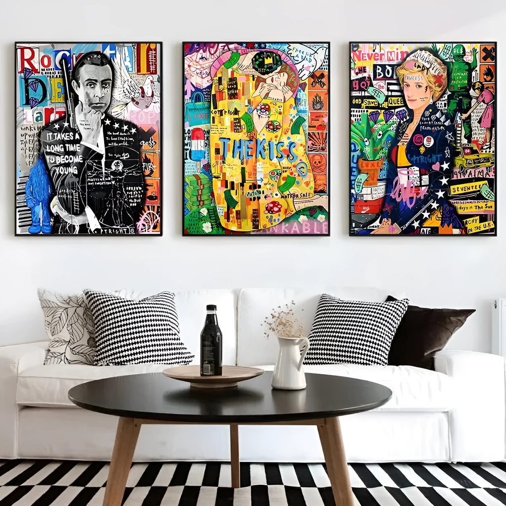 Graffiti abstract street poster canvas spray painting frameless wall art