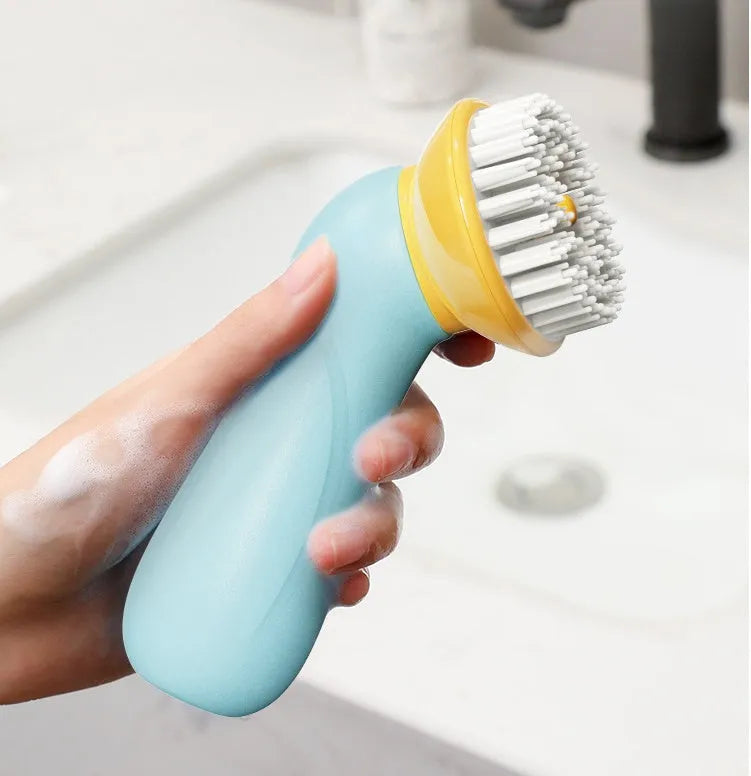 Blue hand-held pet bath brush for dogs and cats, 62mm x 90mm x 160mm, ABS PP TPR