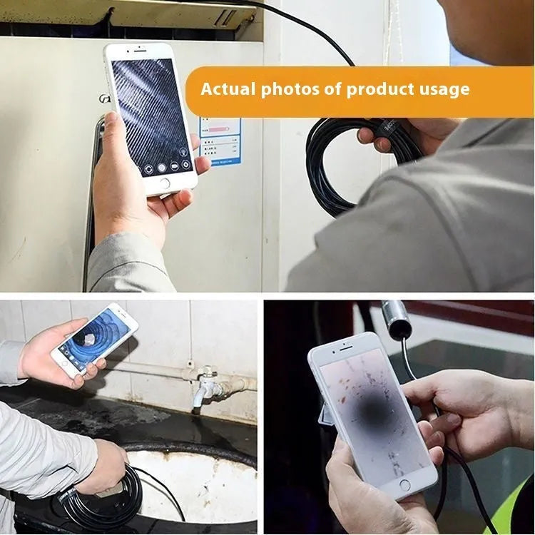 1080p HD endoscope with 8mm probe and flexible or hard wire cable for Android and iPhone car repair inspection.