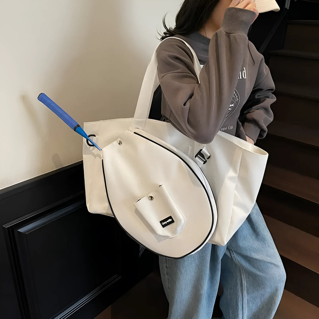 Casual one-shoulder large capacity yoga storage bag in black or white colour