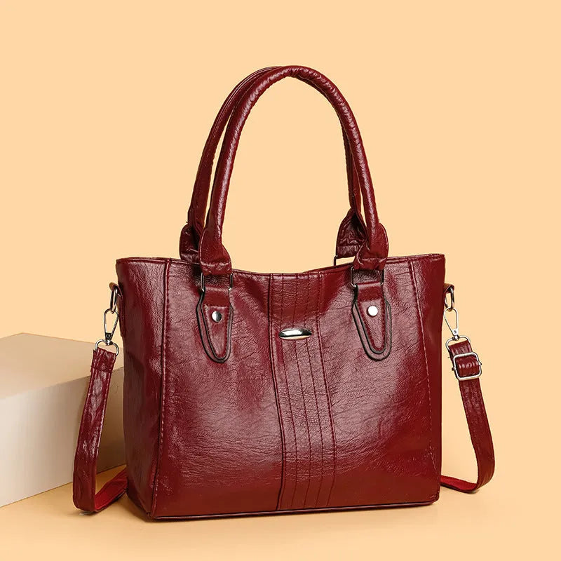 Soft PU casual shoulder bag for women in black, simple fashion design