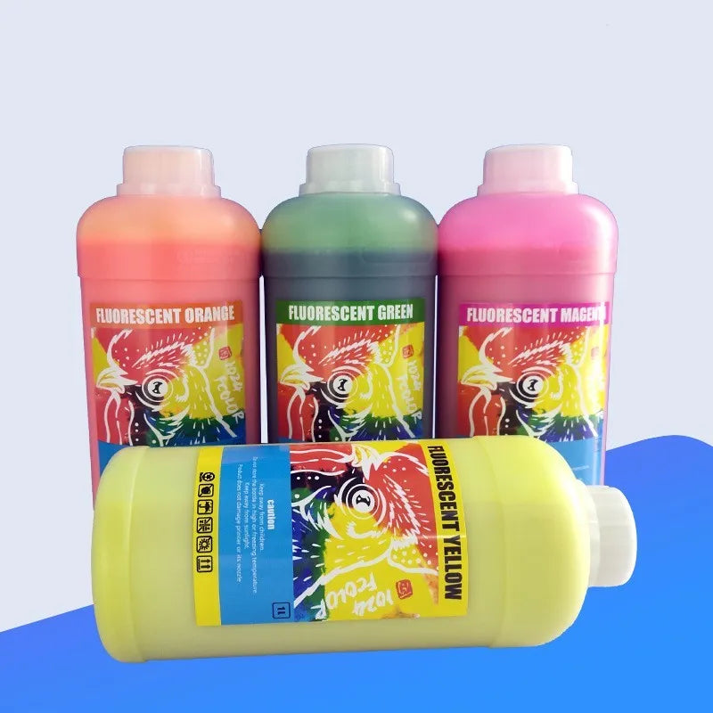 Fluorescent ink cartridge for PET film sublimation and offset hot paint printing
