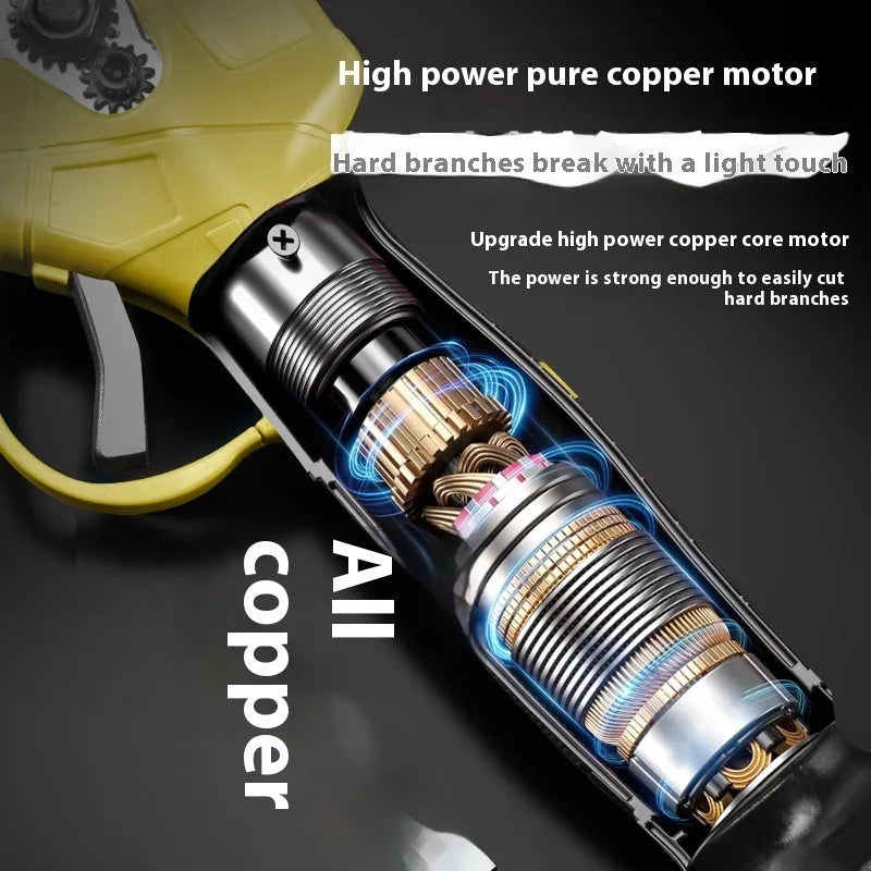 Electric pruning knife with lithium battery and brushless motor for wireless branch cutting