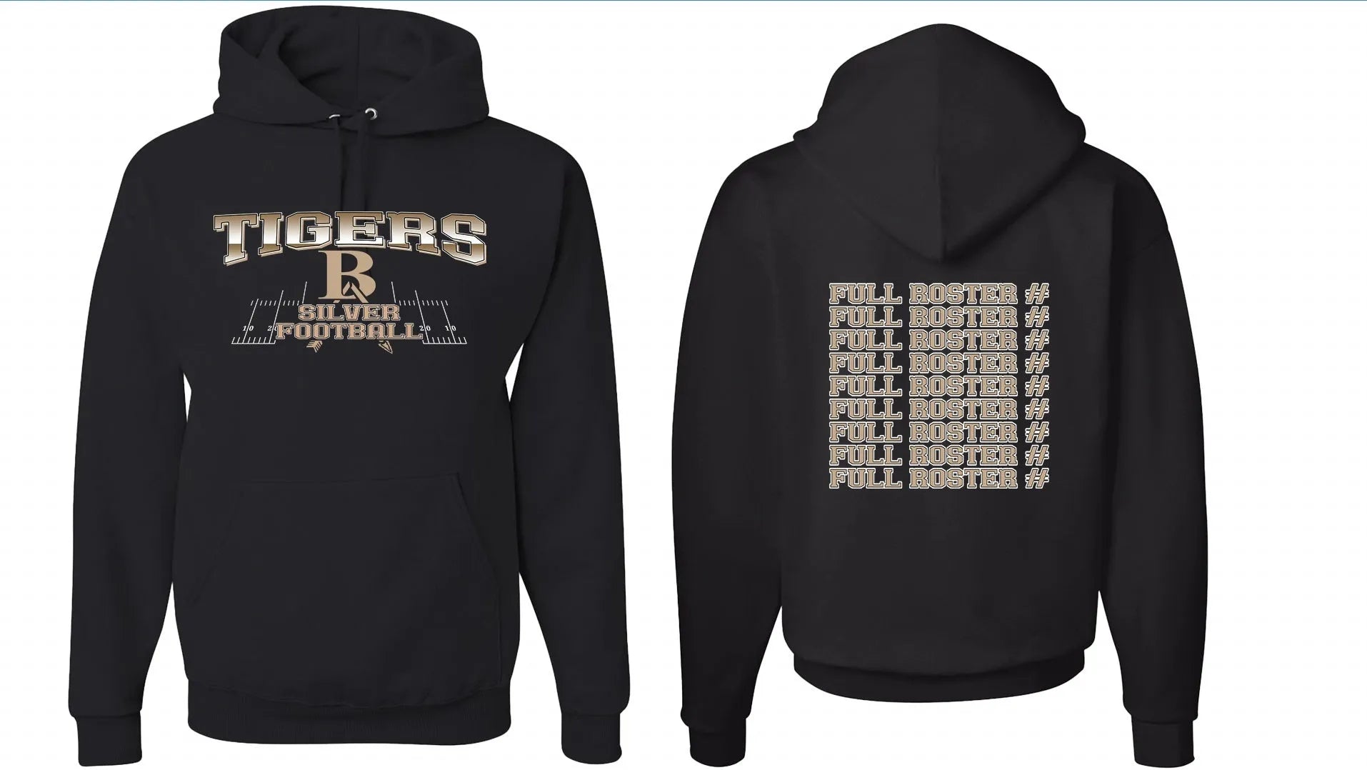 Black men's drop-shoulder sleeve hoodie on a hanger, showing relaxed fit and collar-free design.