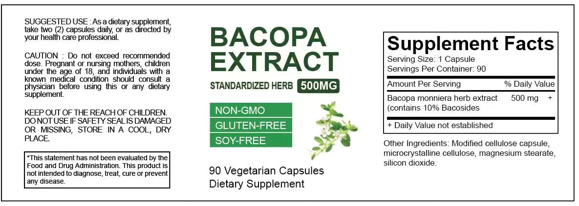 Bottle of Brahman Ginseng Extract Capsules with Bacopa monniera herb extract in 60 90 or 120 capsule sizes