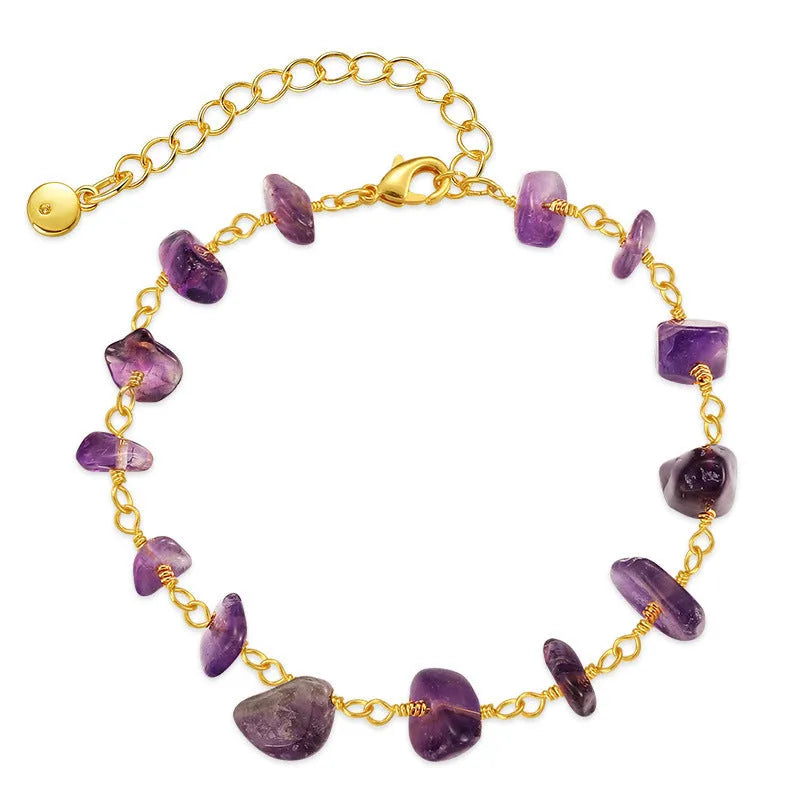 Women's bracelet with irregular gravel turquoise stones and geometric crystals in 18K gold plated copper
