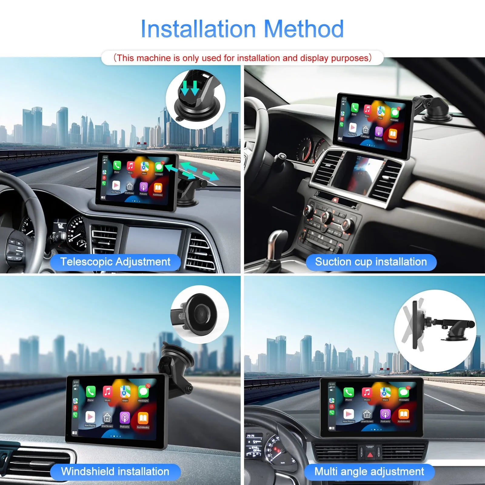 11.3 inch Android car display touchscreen with wireless CarPlay and Android Auto on dashboard