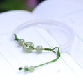 Handmade white agate half bracelet with peace buckle closure and hand-woven bead construction