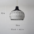 Nordic rattan chandelier with woven shade, 50cm diameter, for cafe or bar ceiling lighting.