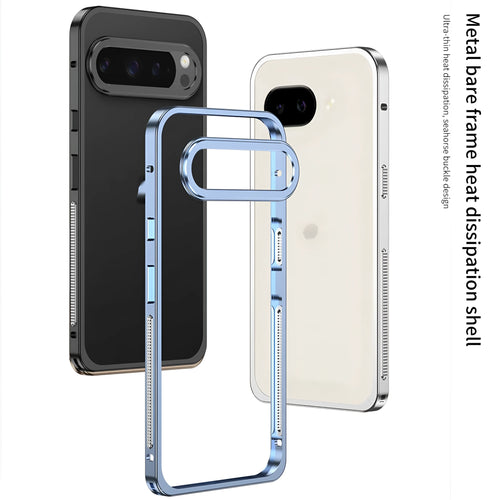 Aluminum alloy phone case for Google Pixel 9 with heat dissipation and separate lens case in four colour options
