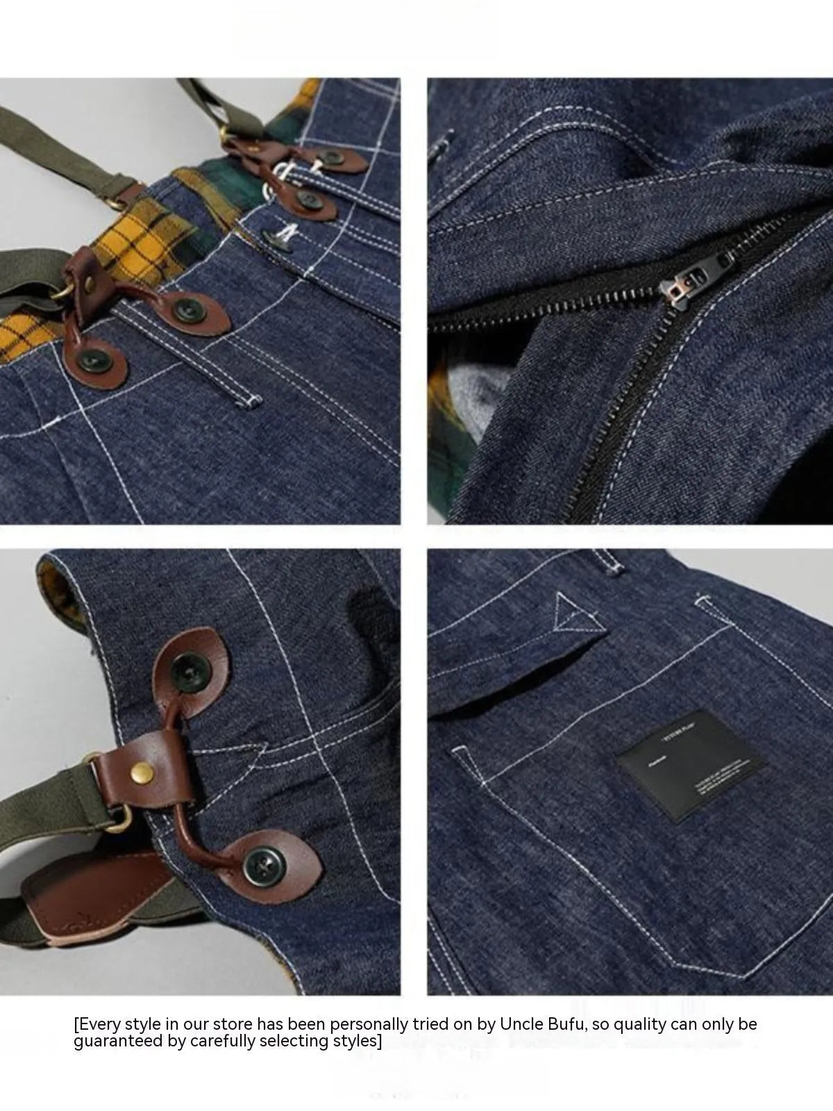 Blue men's straight strap polyester trousers for spring and autumn seasons flat lay