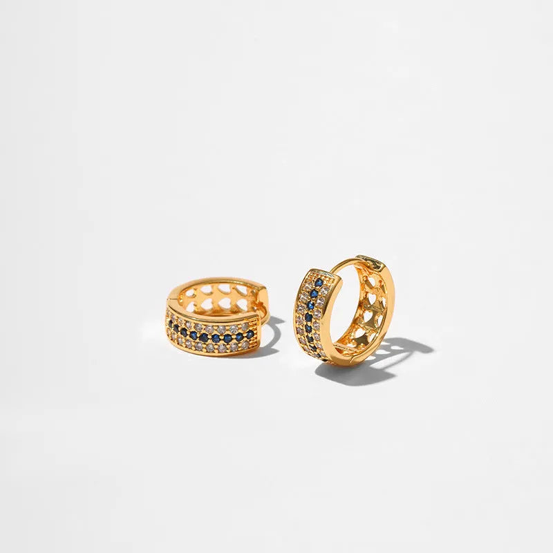 Round geometric women's earrings with gold electroplated finish on copper, colour KE1268