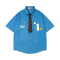 Hong Kong style baby summer top with floral pattern in blue colour
