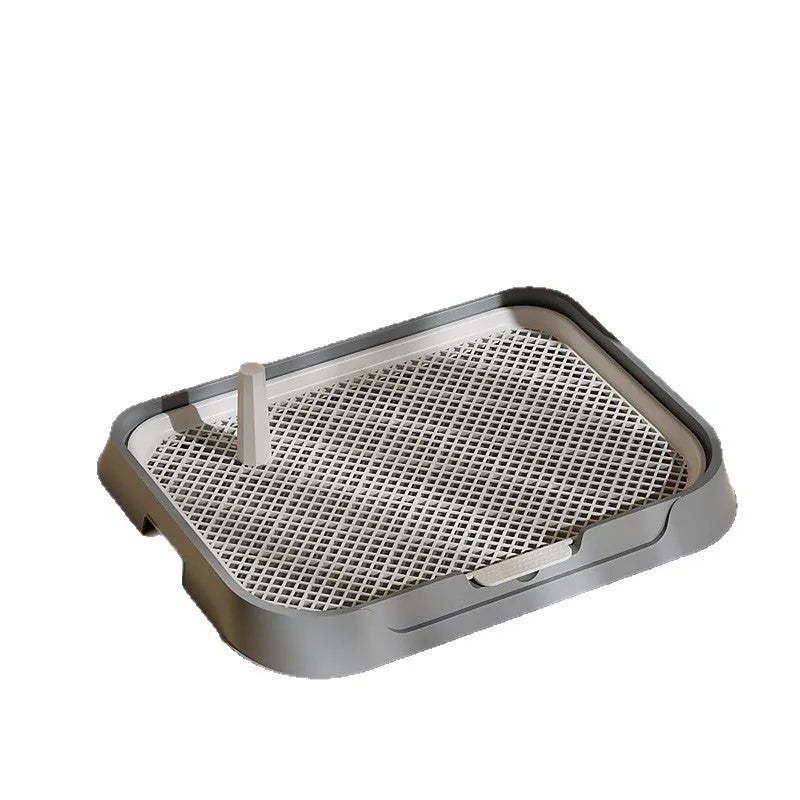 PET plastic fixed-point dog toilet with removable tray, available in cream yellow, high-grade gray, apricot pollen, and dark blue sizes S M L