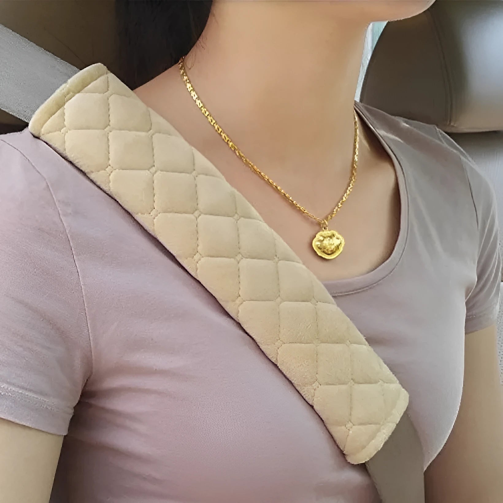 Black cotton car seat belt shoulder pad size 26.5x6cm for children and adults