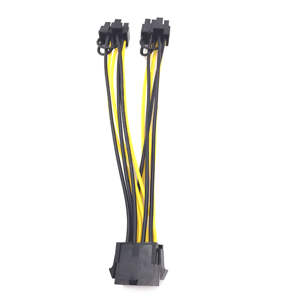 Black 8-pin female to dual 8-pin male graphics card power extension cable, 21cm length