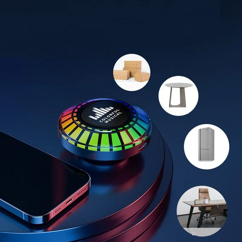 Compact cube-shaped voice control Bluetooth ambience lamp with LED polar light.