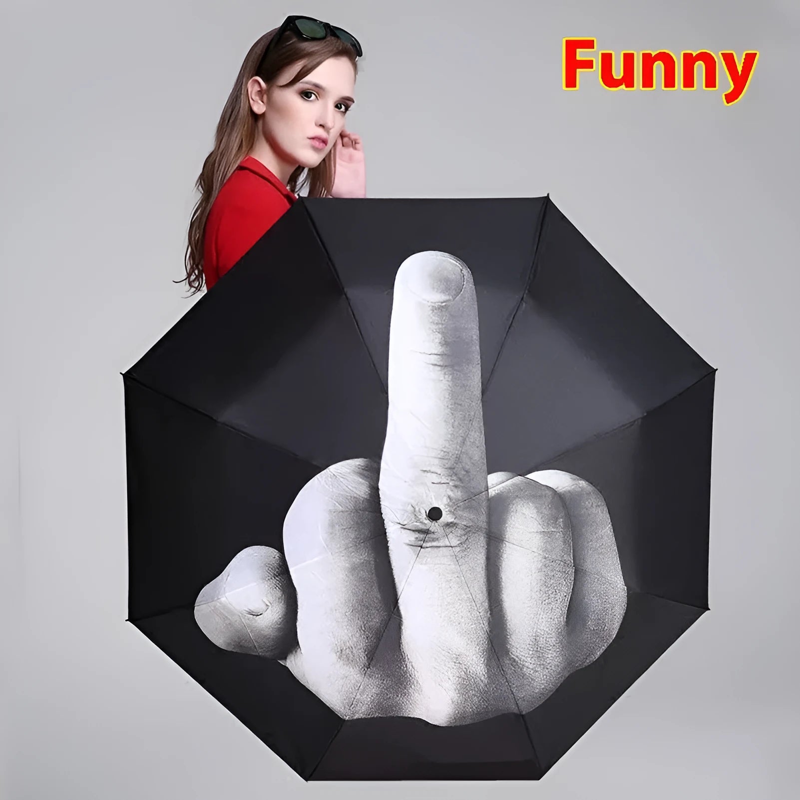 Tri-fold folding umbrella with iron frame and plastic handle in various colour styles