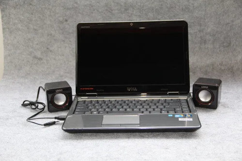 Black square USB-powered 2.0 mini desktop speaker for computer and laptop audio.