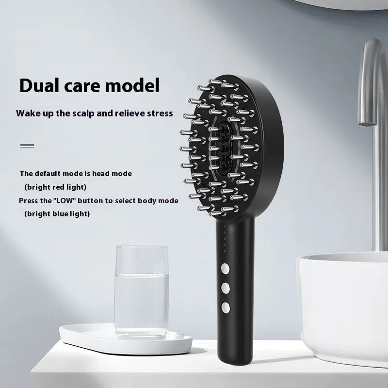 KD3802 Black handheld scalp massage device with USB charging cable