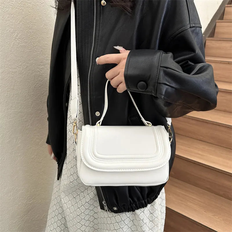 Women's one-shoulder crossbody bag in PU with sandwich pocket, available in five colours including black and khaki